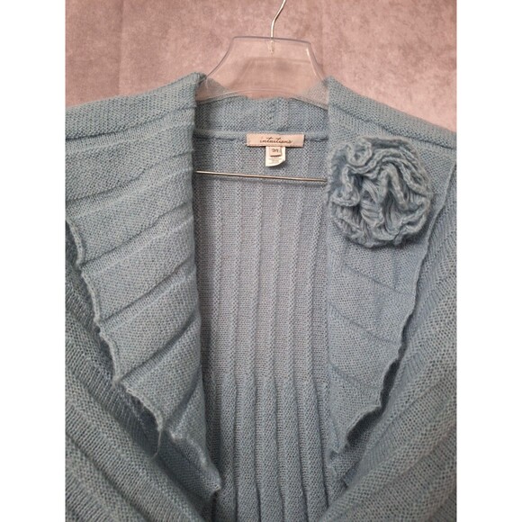 Intuitions Mohair Mermaid Aquamarine Tie Front Y2K Cardigan Women's M Soft Boho - Picture 7 of 9